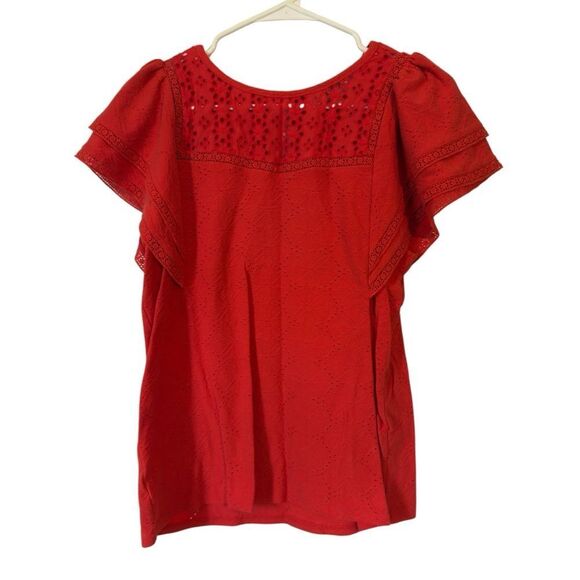 🌹Loft Coral Eyelet Top - Picture 1 of 4